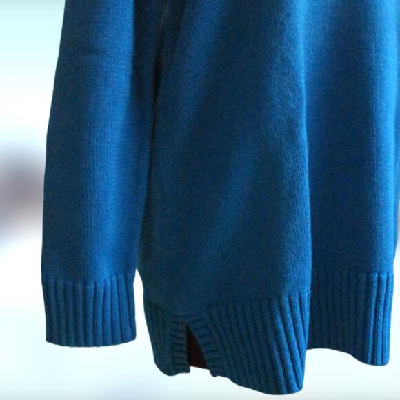 100% Cotton Cerulean Blue Collar Pullover Sweater - Picture 6 of 10